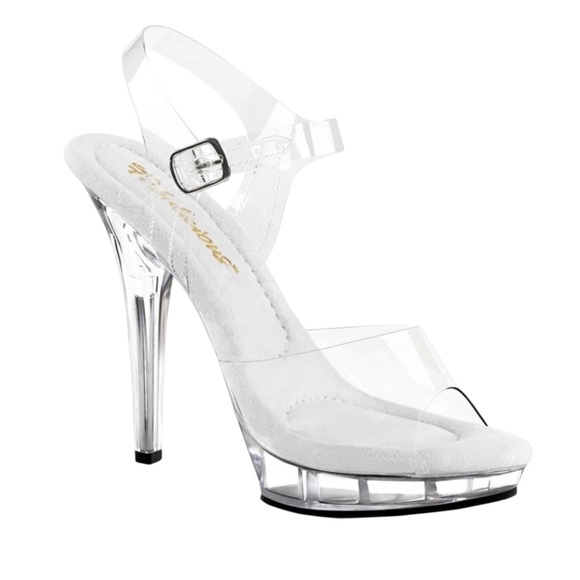 Fabulicious/Pleasers Elegant Clear Strap High Heel Open Toe Shoes CTail508 Sz 7 - Picture 1 of 5